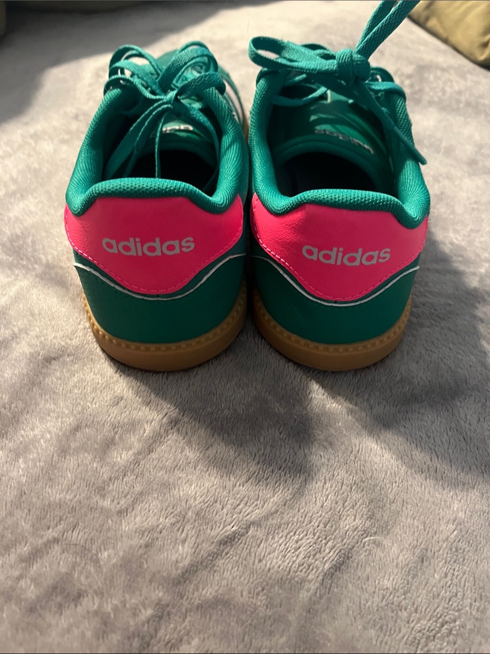 Adidas Kids or Womens Teal & Pink Low-Top Sneakers with Gum Sole